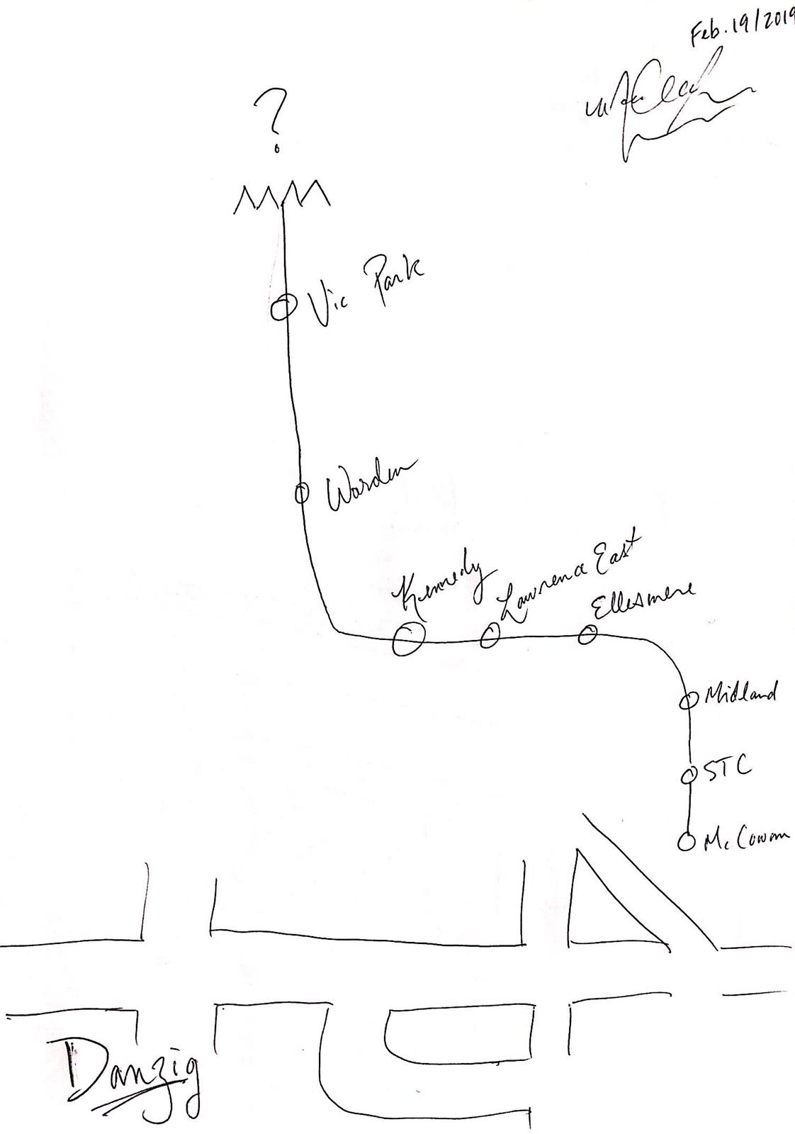A sketch of what young Adrian De Leon believed Toronto was, based on the TTC stations and places he frequented.
